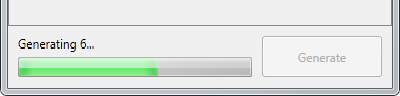 Progress bar reading "Generating 6..." next to the disabled Generate button