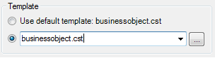 Template section with a template file selected