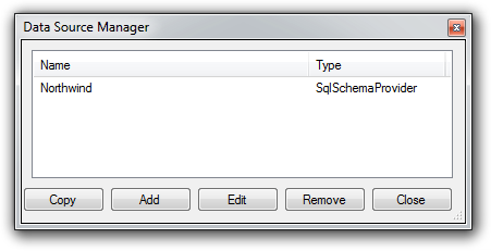 Data Source Manager listing a Northwind data source