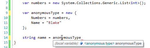 Quick info identifying anonymousType as an anonymous type