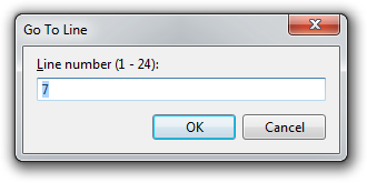 Go To Line dialog asking for a line number