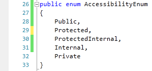 Code with green markers on saved lines and yellow markers on unsaved lines