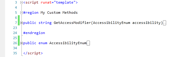 Region expanded with the GetAccessModifier method collapsed