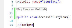 Collapsed region labeled My Custom Methods