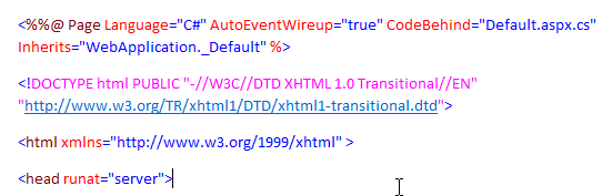 Template code pasted into WordPad with its syntax colors