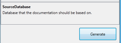 Description pane showing the SourceDatabase property's description